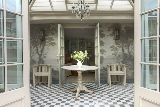 Conservatory Interior With Hand Painted Landscape by Alasdair Peebles