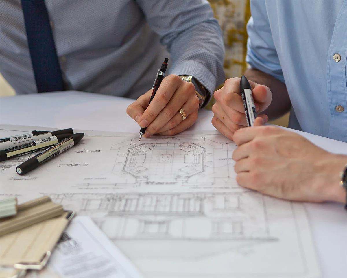 Example of architect working on a design