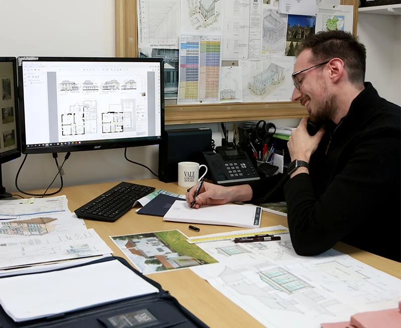 Vale Garden Houses designing working on a design