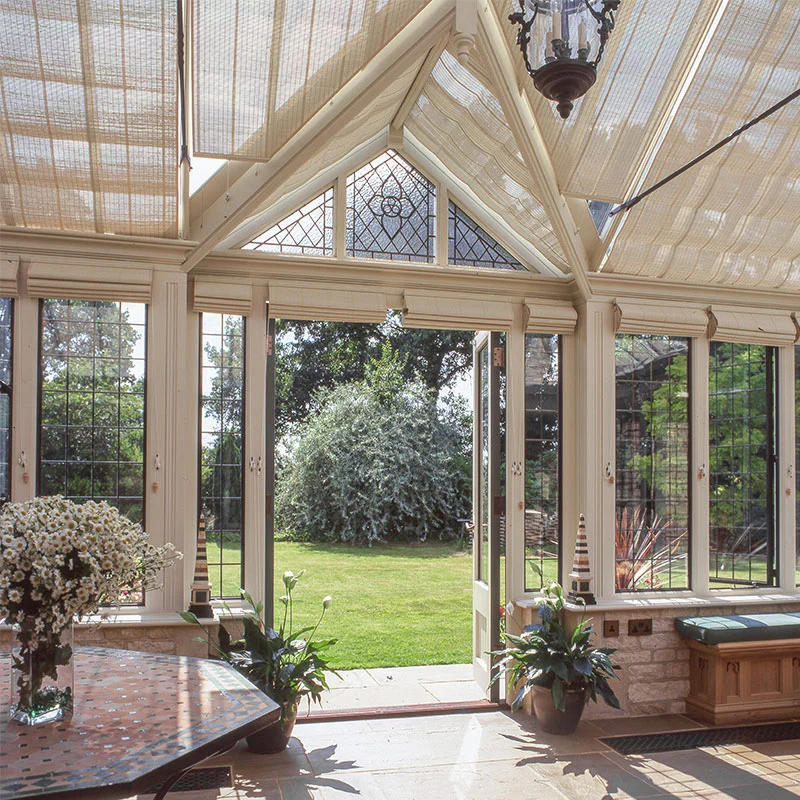 bronze door and windows in a conservatory