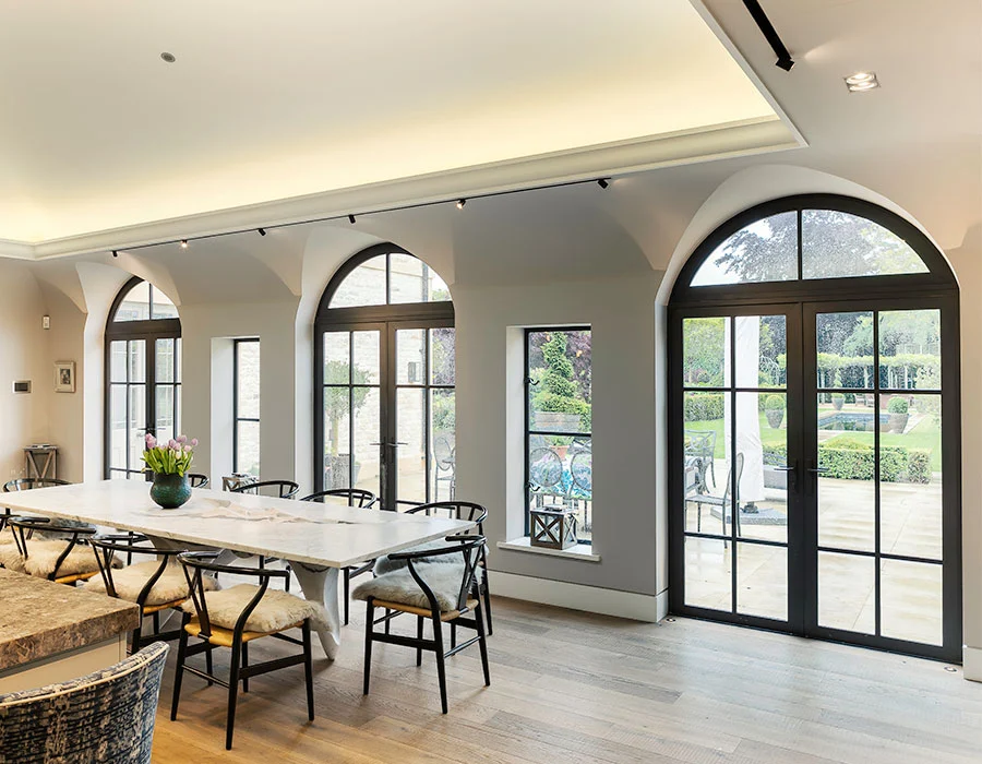 Three sets of bronze double doors