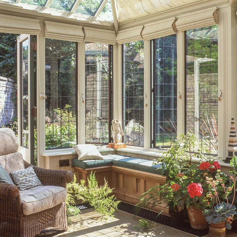 bronze windows inside a conservatory