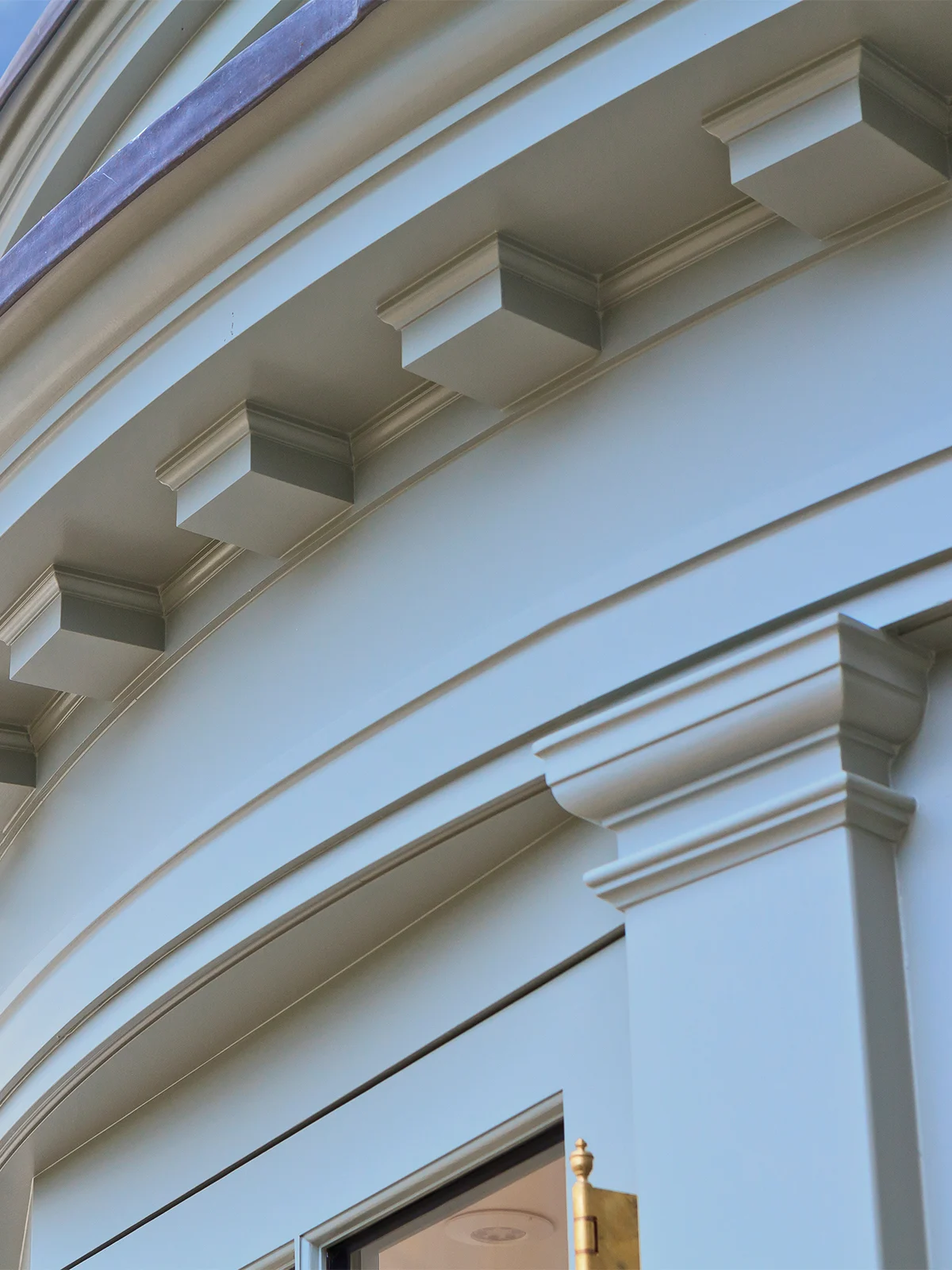 Close up of curved joinery on an orangery