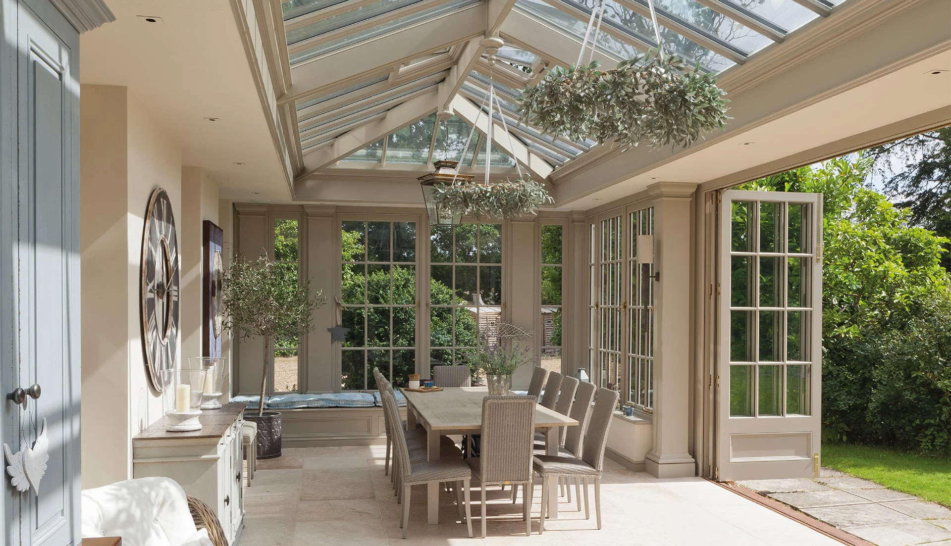 Conservatory poolhouse with bifold doors