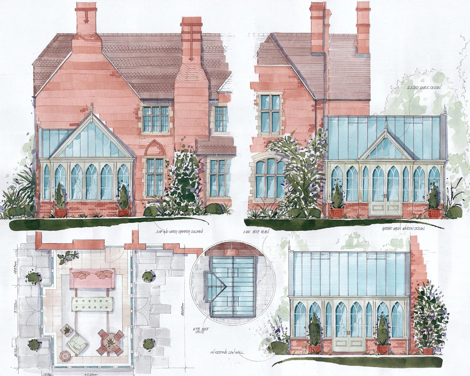 Conservatory conceptual watercolour design