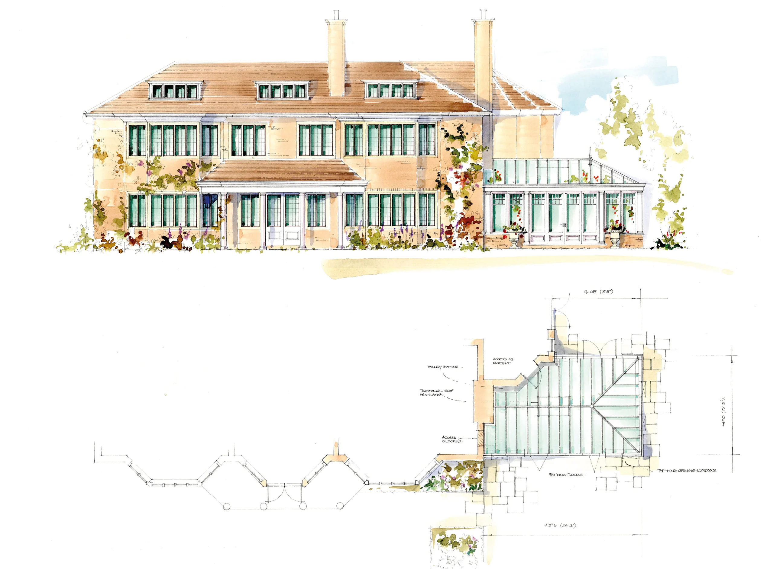 Watercolour of bespoke conservatory