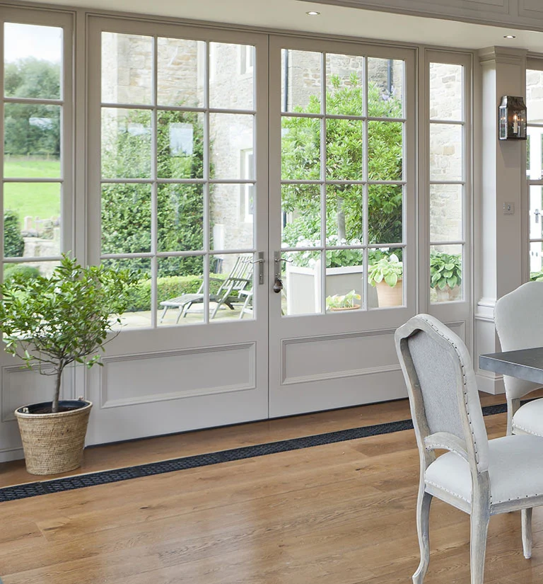 Decorative floor grilles within the orangery