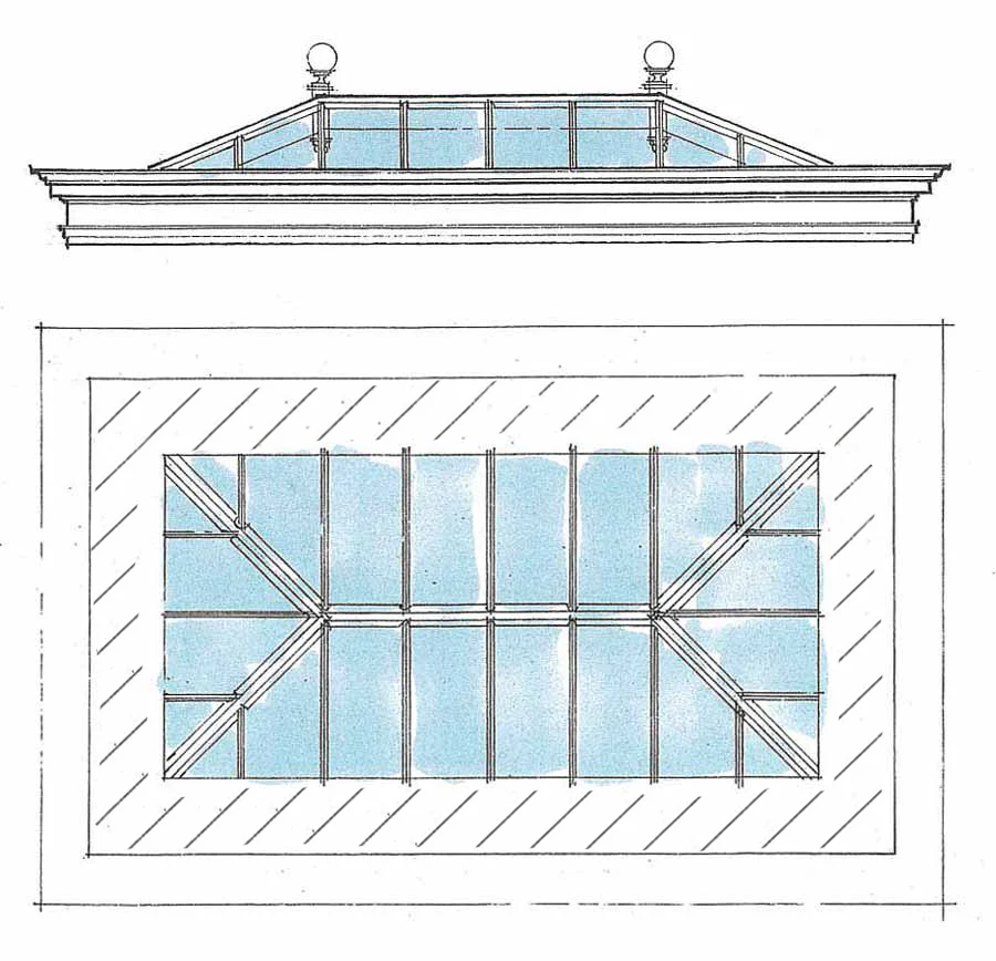 Drawing of how an orangery roof is different to a conservatory