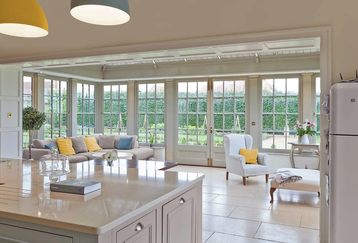 Existing kitchen extended with an orangery