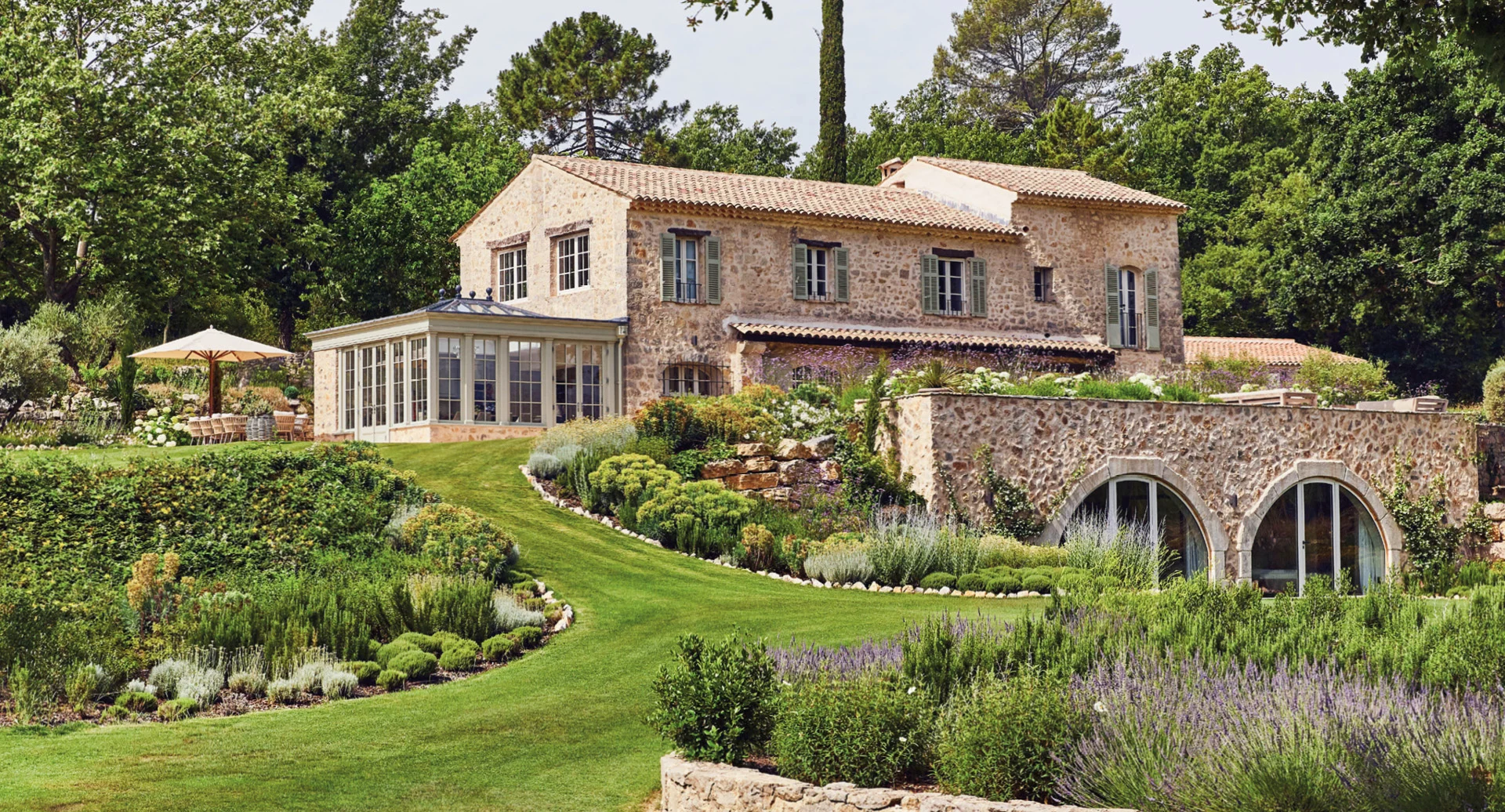 French farmhouse with classical orangery