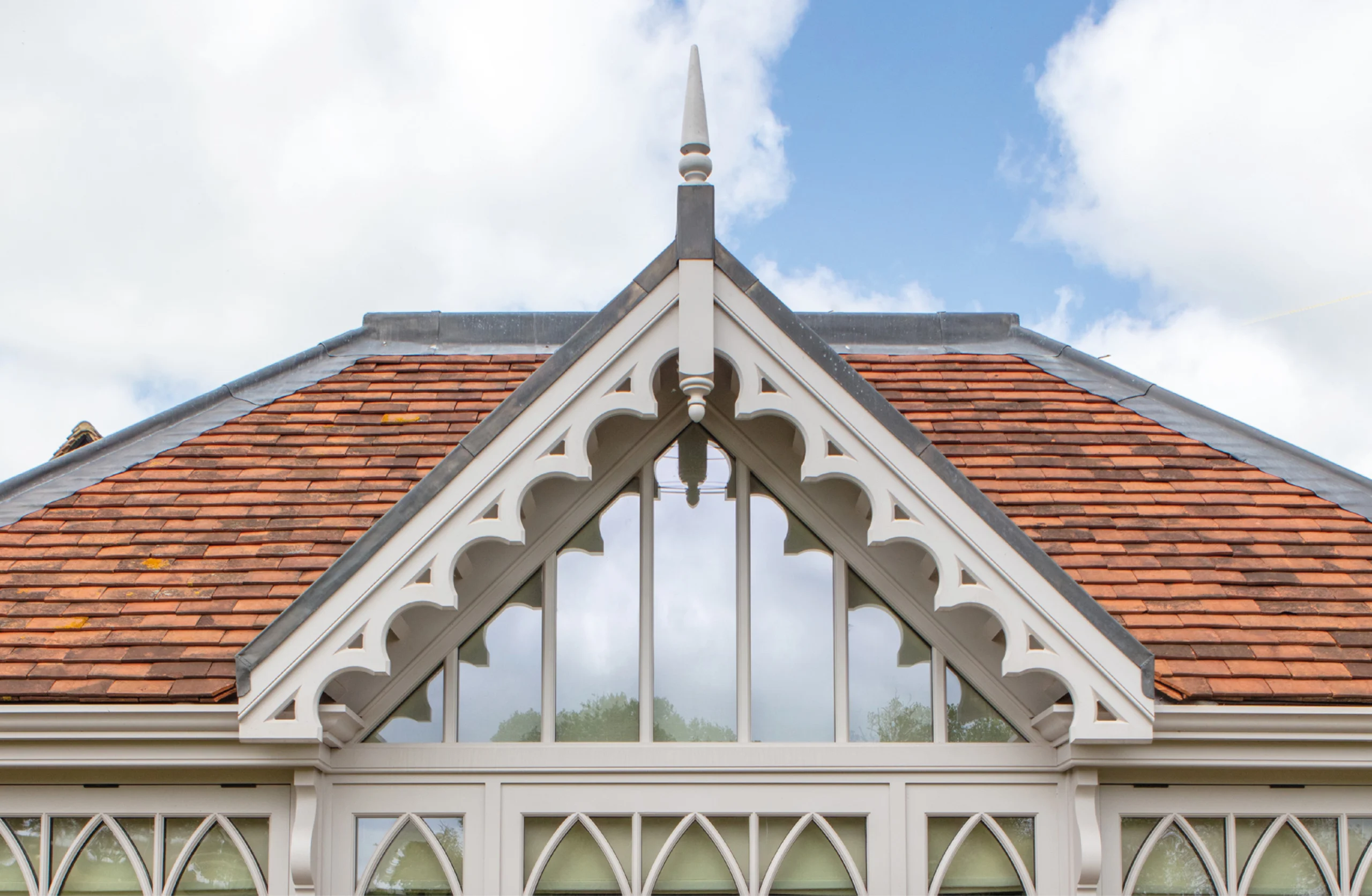 Detail shot of glazed gable
