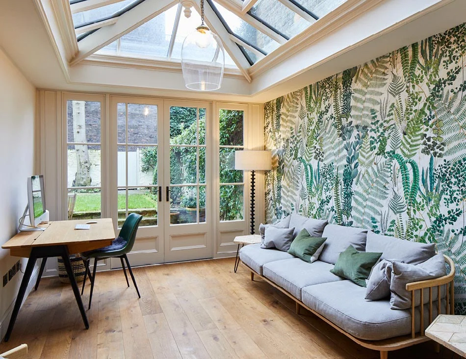 Example of green interior design in a small orangery