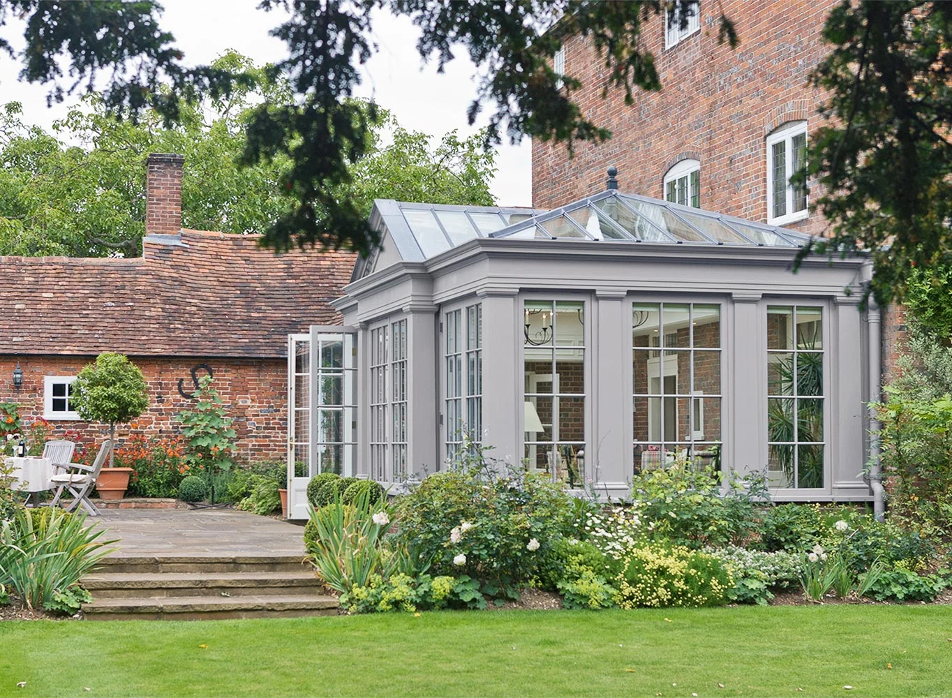 Grey orangery with feature gable
