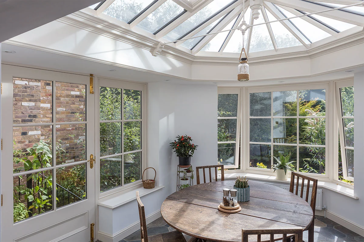 Inside a townhouse orangery extension