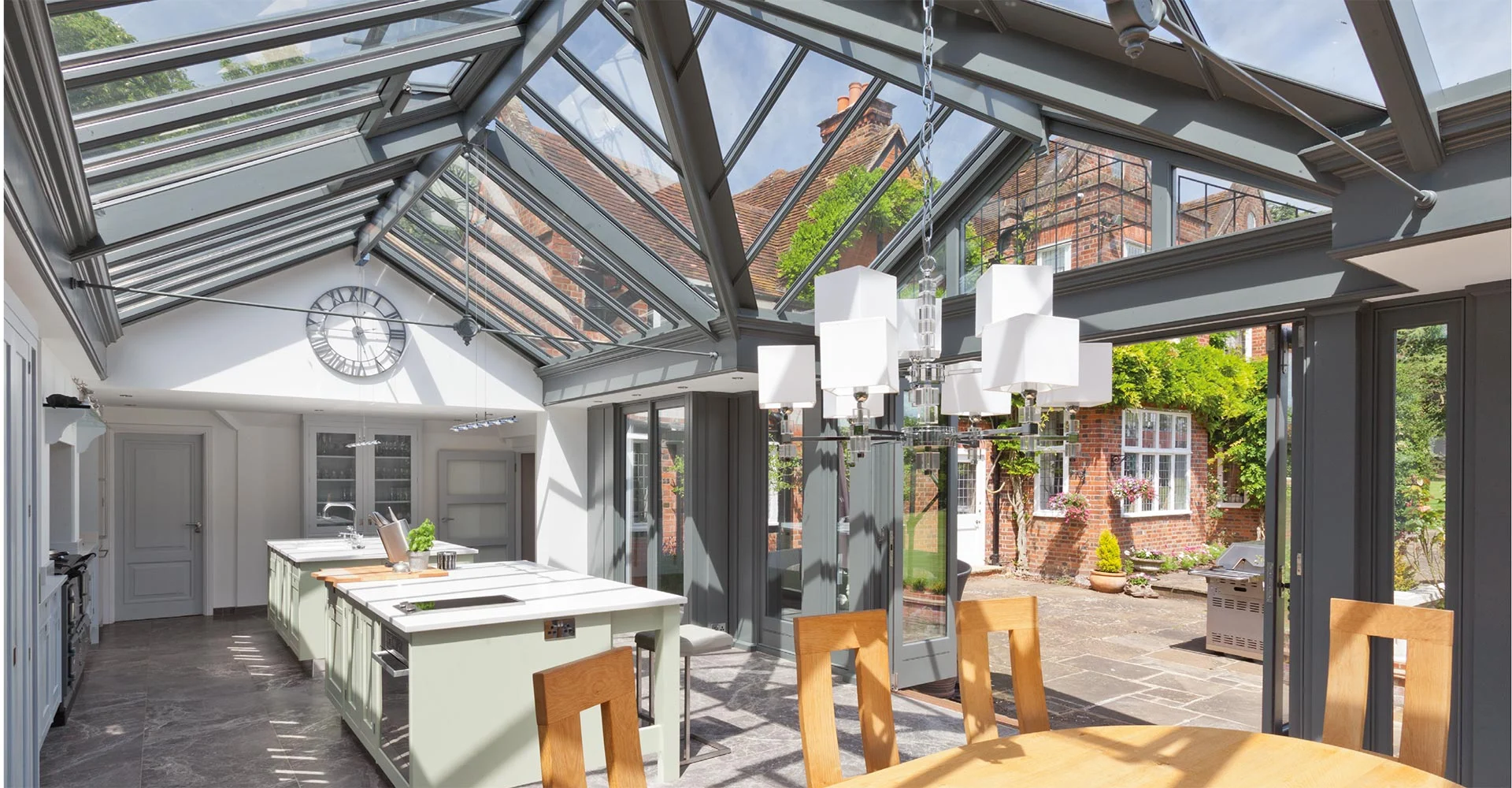 Interior design of contemporary kitchen conservatory extension