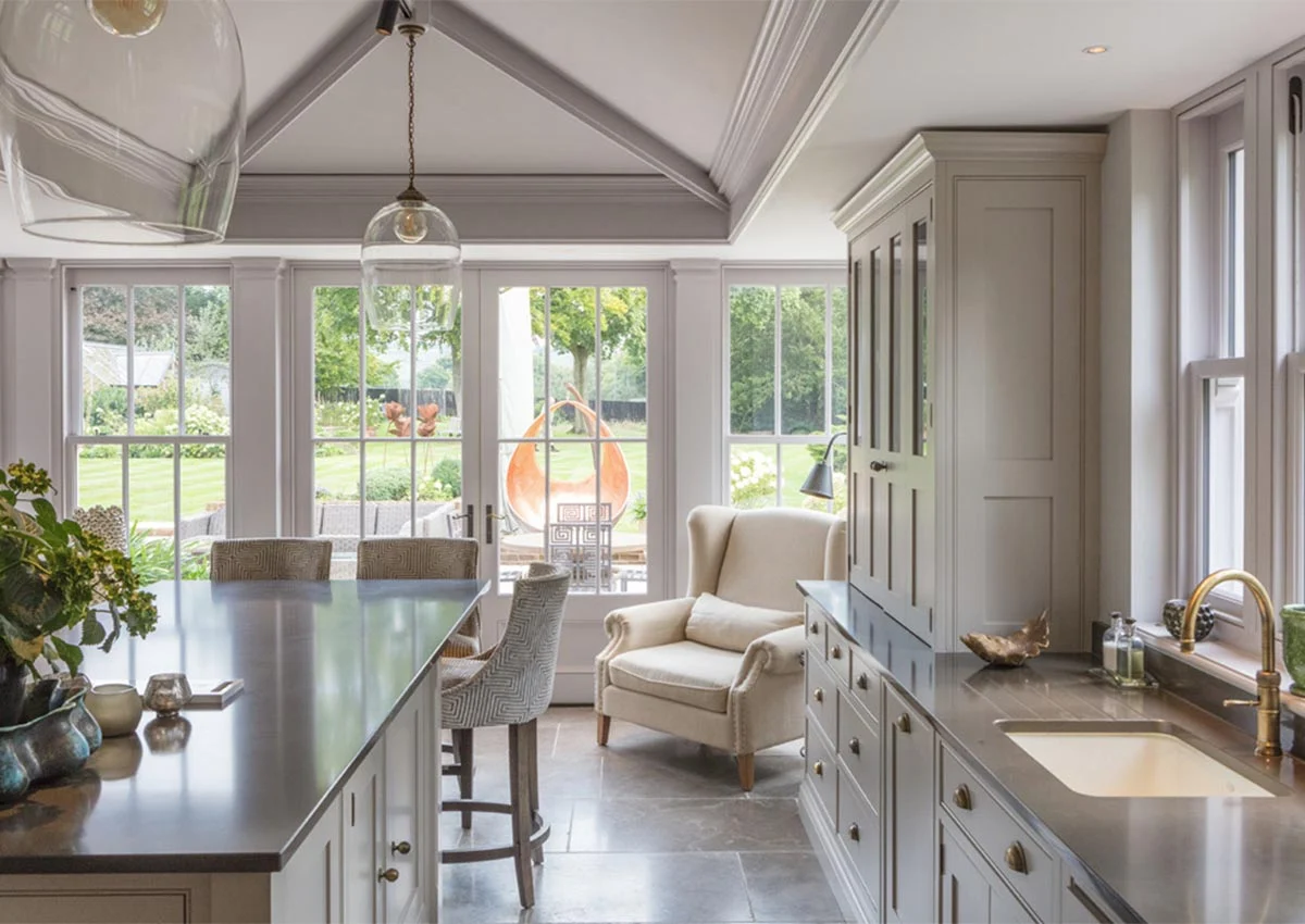 Example of a kitchen extension with a solid roof design