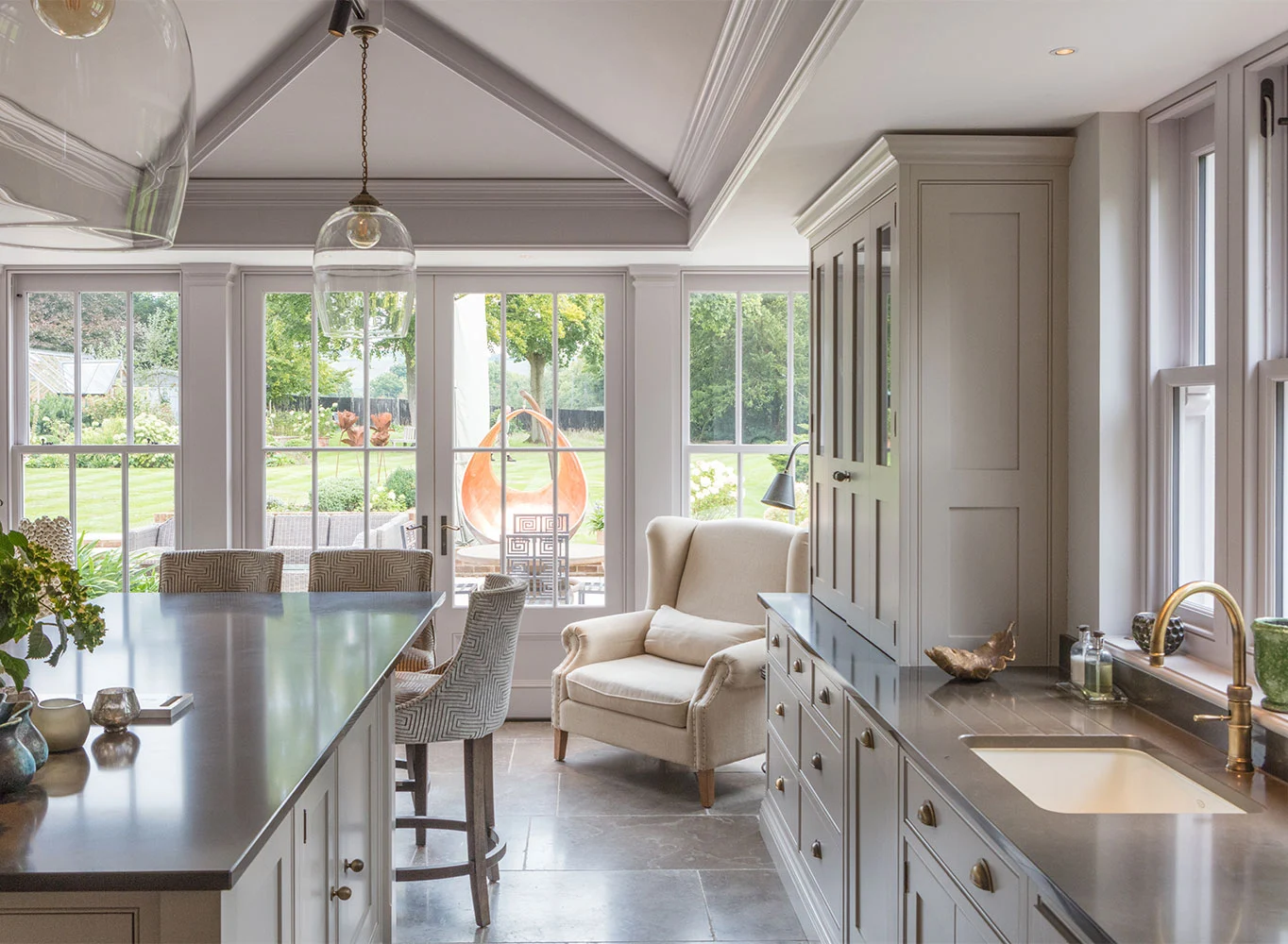 Kitchen orangery with solid roof