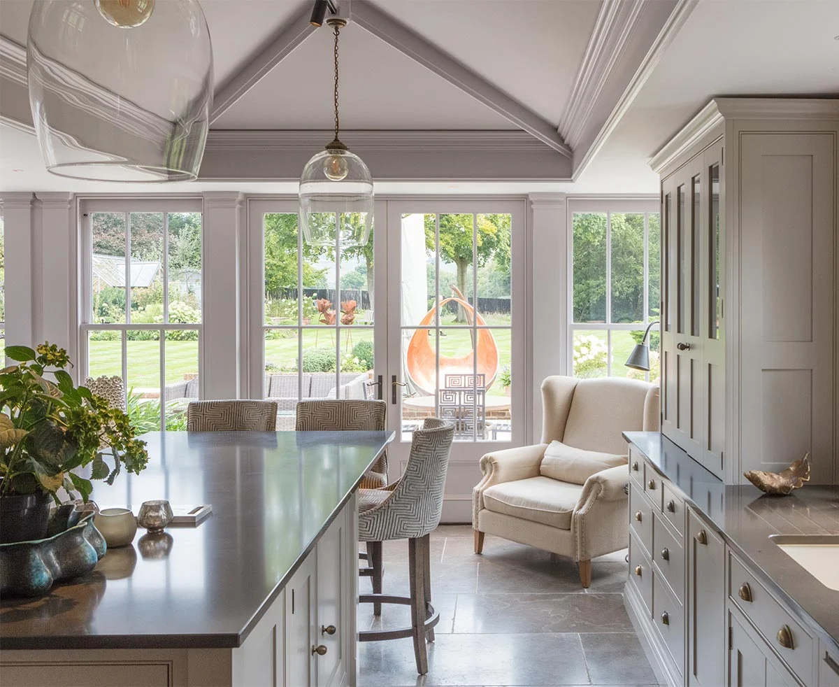 Kitchen orangery with solid roof