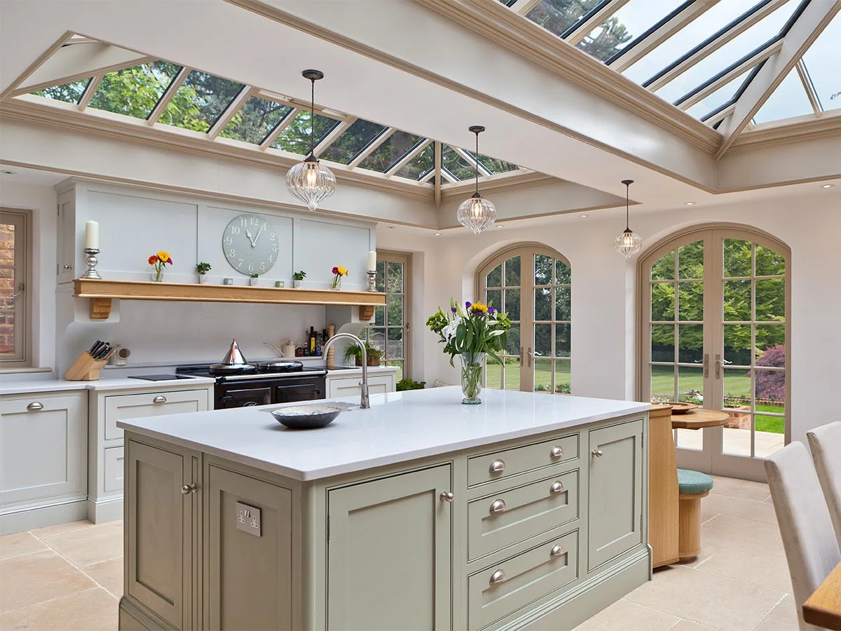 Kitchen orangery with twin roof lanterns
