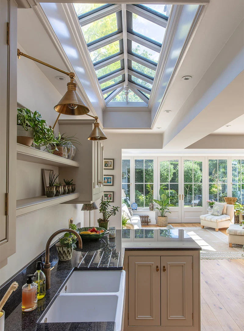 Kitchen with roof lantern