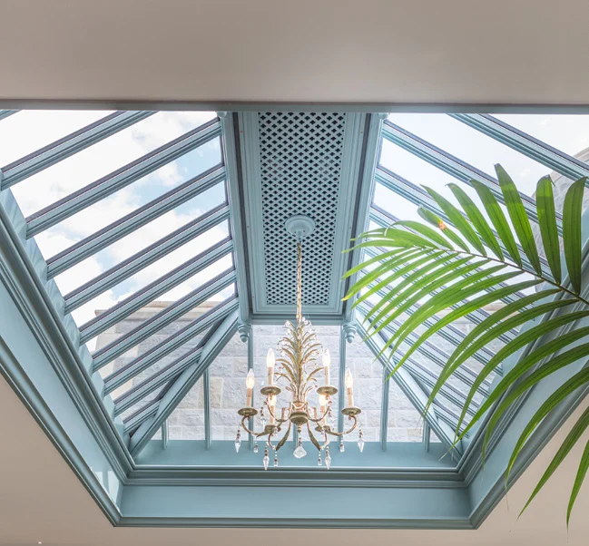 light blue painted rooflights