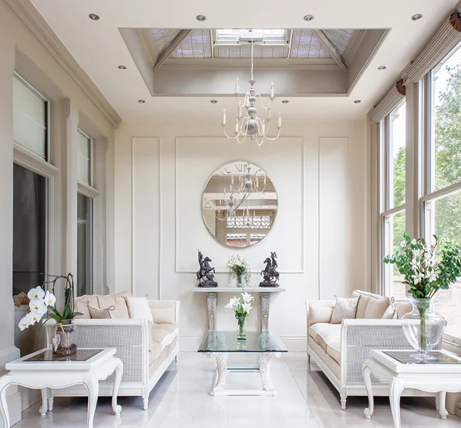 living room with roof light