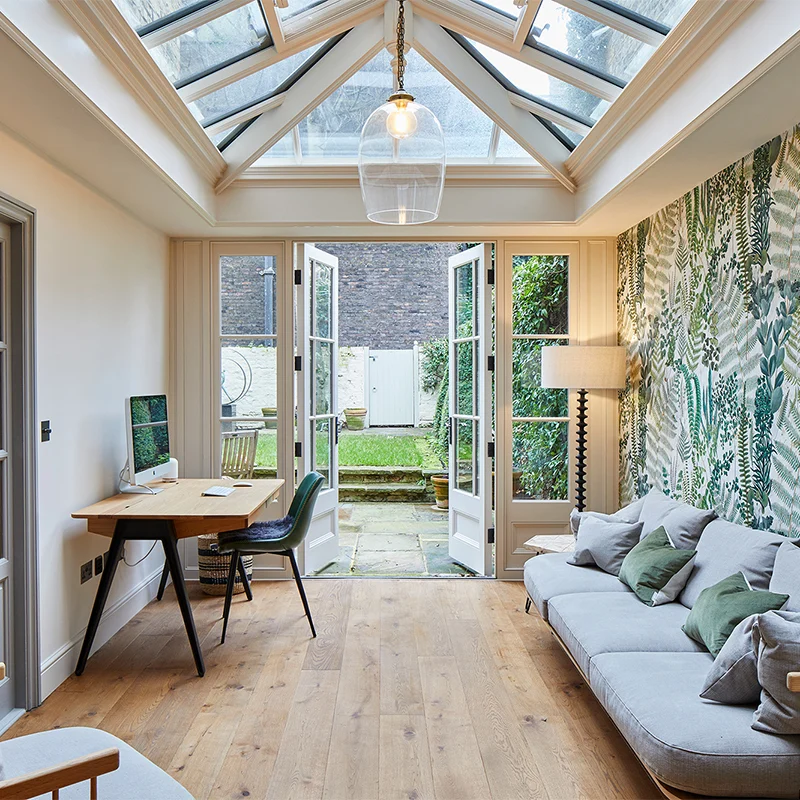 Interior of London townhouse conservatory