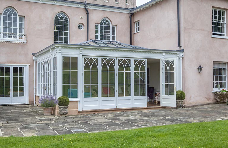 Bifold doors with single door open