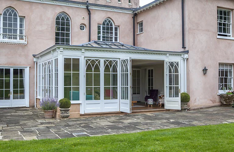 Bifold doors half opened