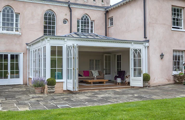 Bifold doors fully open
