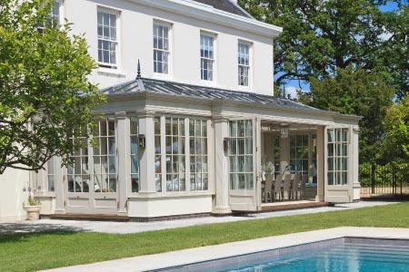 Georgian orangery with bifold doors brings the outside in