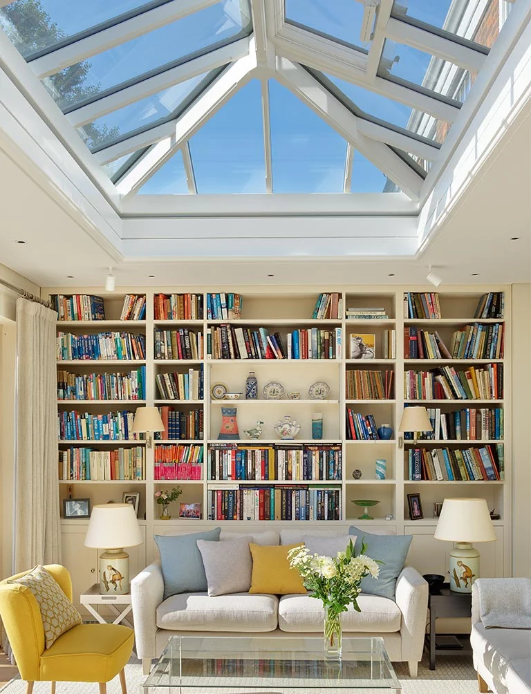 Example of an orangery roof light in a sitting room