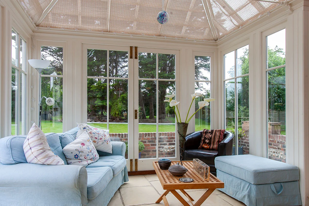 Interior of small square conservatory