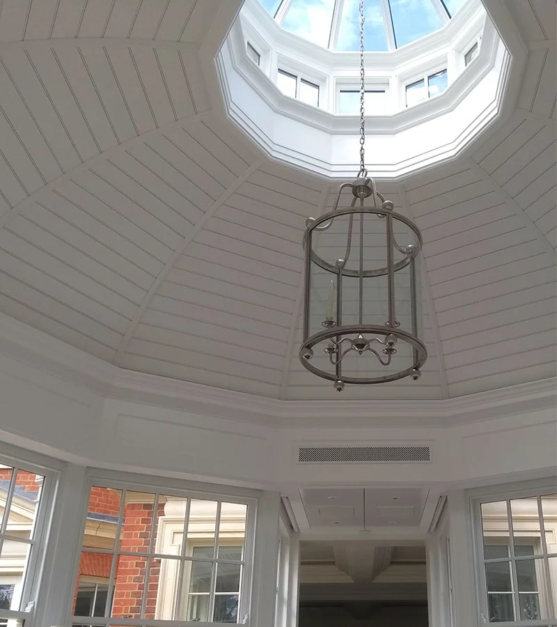 orangery interior with solid roof dome