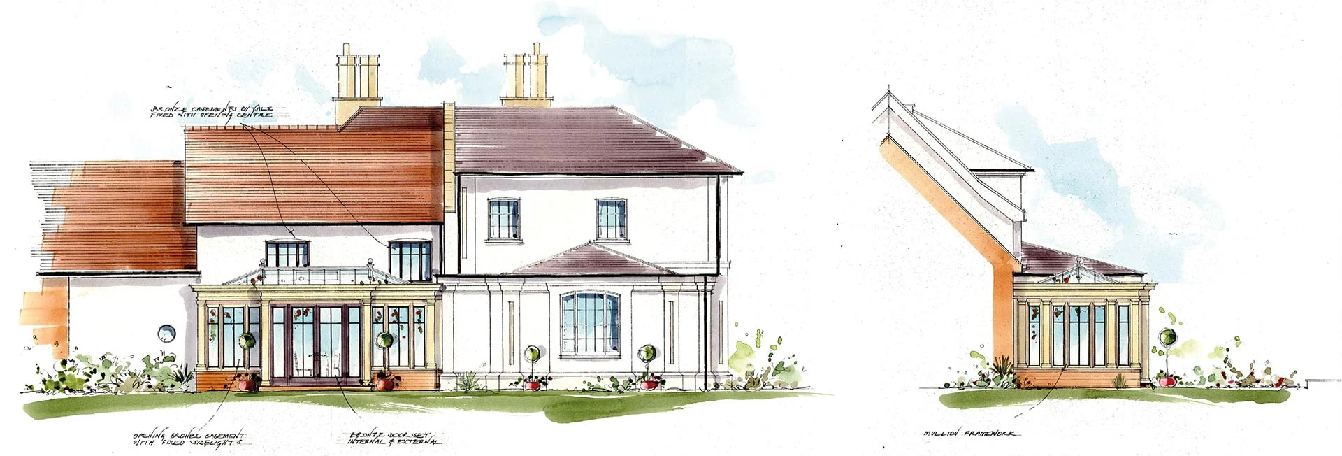 A dual level bespoke orangery with rooflights in a London townhouse