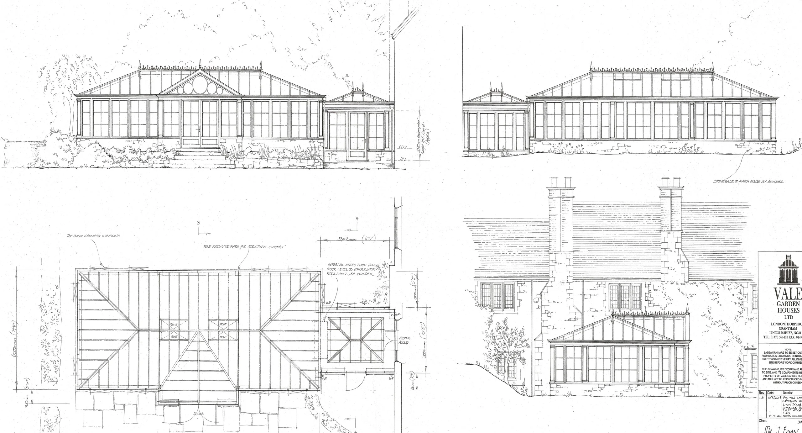 Conceptual watercolour drawing of an orangery