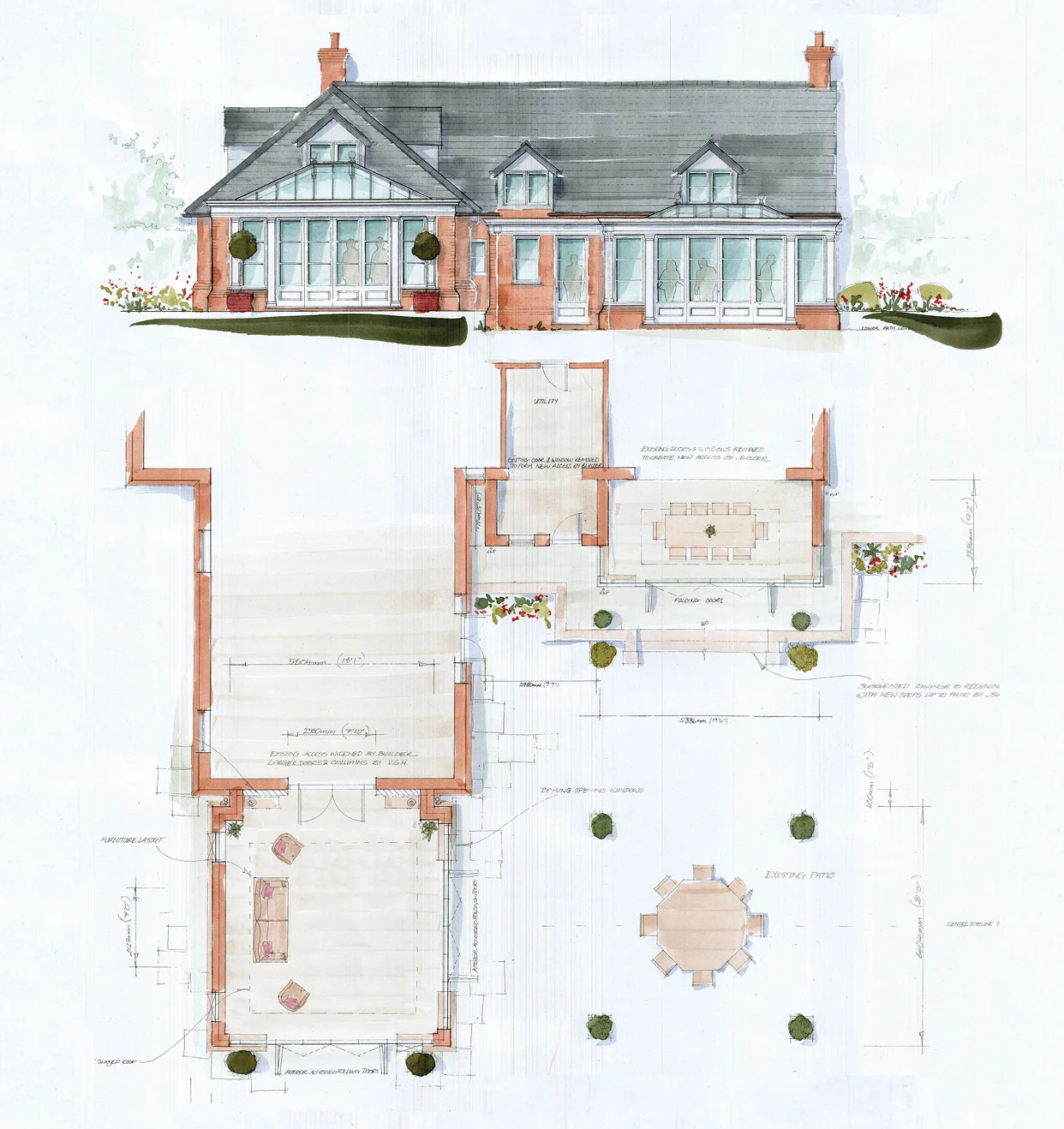 Watercolour of orangeries design
